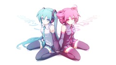 White background hatsune miku vocaloid utau kasane teto Simple 