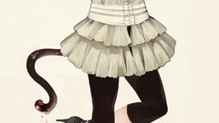 White background Hearts blondes pink eyes anime girls nekomimi 