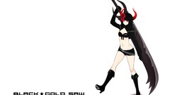 White background horns red eyes Swords black rock shooter 