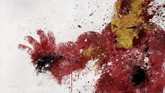 White background Iron Man artwork paint splatter