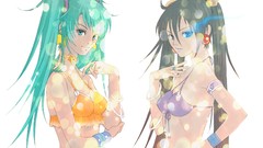 White background Jewelry bracelets long hair anime girls 