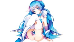 White background Jewelry sitting bows stockings blush blue hair 
