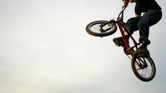 White background jumping bmx