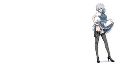 White background Knives red eyes stockings skirts anime girls 