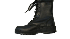 White background leather boots