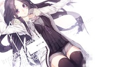 White background long hair anime girls black hair purple eyes 