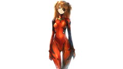White background long hair anime girls blue eyes bangs asuka 