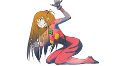 White background long hair anime girls blue eyes brunettes 