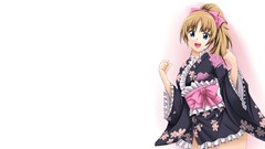 White background long hair anime girls blue eyes brunettes 