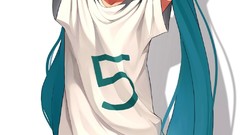 White background long hair blue eyes hatsune miku vocaloid 