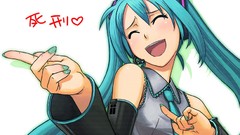 White background long hair closed eyes hatsune miku vocaloid 