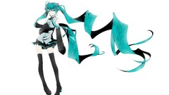 White background long hair hatsune miku vocaloid bare shoulders 