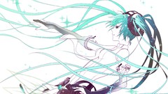 White background long hair hatsune miku vocaloid miku append 