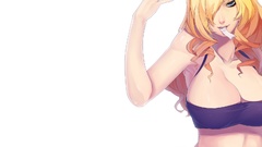 White background magician navel blondes long hair anime girls 