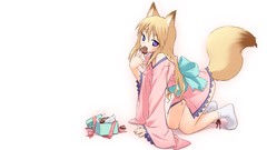 White background Manga spice and wolf animal ears