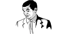 White background Mr. Bean faces meme mean