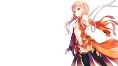 White background navel red eyes gloves Ribbons red dress 