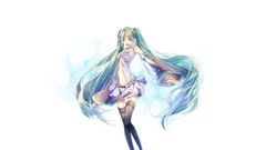 White background navel shirts belts skirts blue hair long hair 