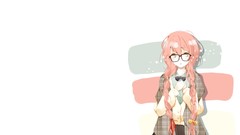 White background pink hair anime girls vocaloid megurine luka 