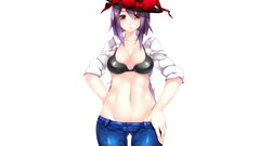 White background red eyes anime girls touhou nagae iku purple 