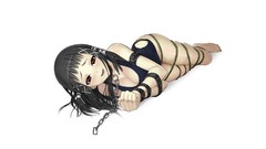 White background red eyes chains blush long hair anime girls 