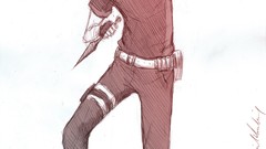 White background red eyes drawings naruto shippuden kunai 