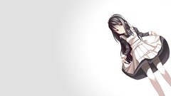 White background red eyes long hair anime girls maids black 