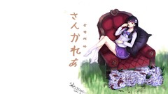 White background red eyes long hair anime girls school uniforms 