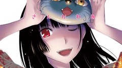 White background red eyes masks zombies long hair anime girls 