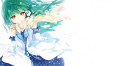 White background scarfs blush long hair kochiya sanae green 