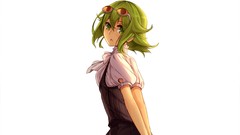 White background short hair vocaloid green hair Simple 