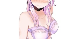 White background sitting schoolgirls stockings shirts skirts 