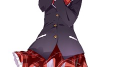 White background skirts blue hair anime girls blue eyes school 