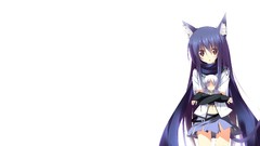 White background skirts blue hair long hair anime girls brown 
