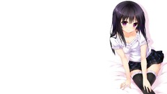 White background skirts blush long hair anime girls black hair 