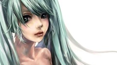 White background skirts long hair hatsune miku vocaloid aqua 
