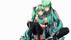 White background skirts long hair short hair hatsune miku 