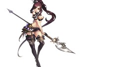 White background spears skirts long hair anime girls brunettes 