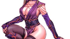 White background stockings anime girls short hair purple hair 