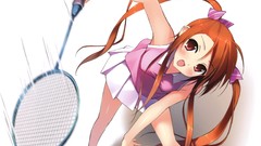 White background tennis anime girls twintails scans Kantoku 