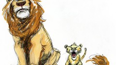 White background The Lion King Lions drawings concept art Simba 
