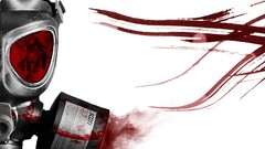 White background urban masks gas masks digital art urban art