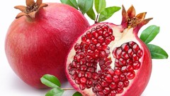White background Vitamins fruits fresh strong pomegranate