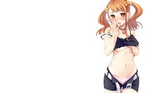 White background wet blush anime girls underwear panties 