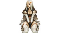 White background white hair anime girls artwork Simple 