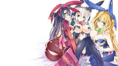 White background white hair blondes long hair anime girls green 