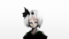 White background white hair faces shirts smiling anime girls 