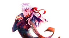 White background white hair red eyes anime girls fate stay 