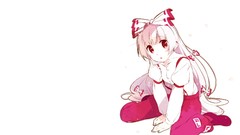 White background white hair red eyes long hair anime girls 