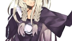 White background white hair skirts blush long hair anime girls 